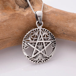 P996 - 925 silver pentagram tree pendant
