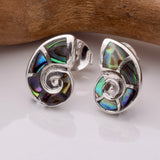 S933 - 925 silver & abalone amonite stud earrings