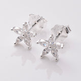 S881 - 925 silver CZ flower stud earrings