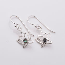 E811 - 925 silver abalone lotus earrings