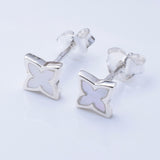 S1039 - 925 silver four pointed star stud earrings