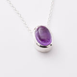 P1235 - 925 silver amethyst oval necklace