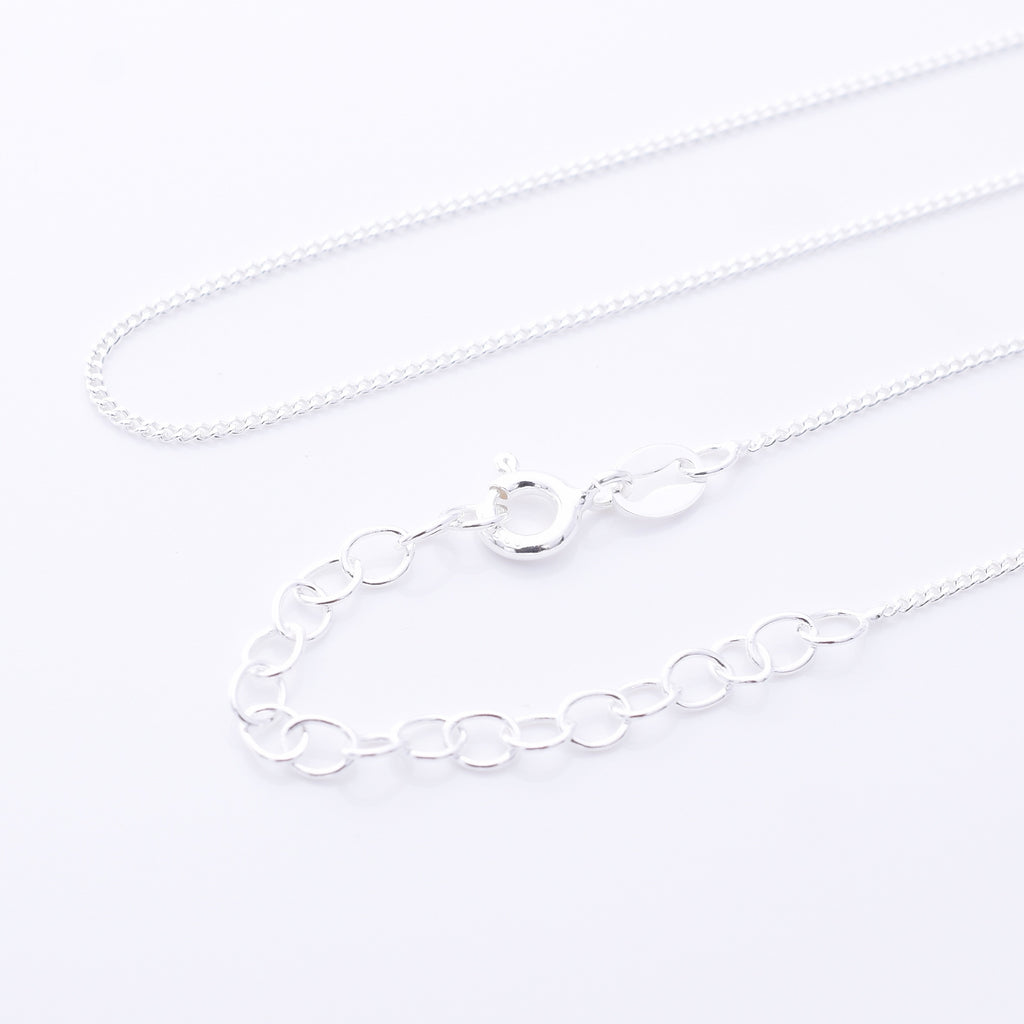 CB25-18EXT - 925 silver curb chain 18" + 2" Ext chain