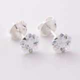 S918 - 925 silver 5mm flower CZ stud earrings