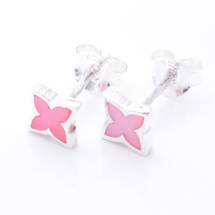 S1076 - 925 silver pink mop star stud earrings