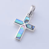 P1301 - 925 silver abalone cross pendant