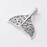 P1072 - 925 silver filigree whale tail pendant
