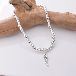 B029 - 925 silver bead and angel wing charm