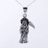 P1331 - 925 silver reaper and scythe pendant