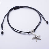 B064 - 925 silver starfish and wax cord bracelet