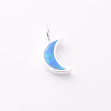 P1261 - 925 silver blue opal crescent moon pendant