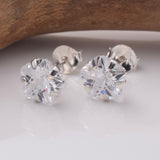S920 - 925 silver 7mm flower CZ stud earrings