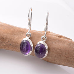 E809 - 925 silver oval amethyst earrings