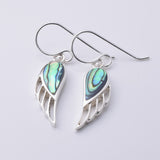 E783 - 925 silver abalone angel wing earrings