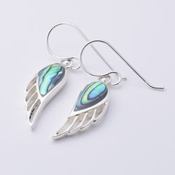 E783 - 925 silver abalone angel wing earrings