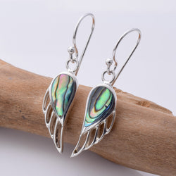 E783 - 925 silver abalone angel wing earrings