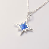 P1260 - 925 silver blue opal north star pendant