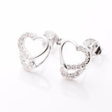 S1002 - 925 silver heart with cz stud earrings