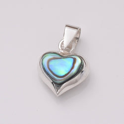 P1113 - 925 silver double sided shell 10mm heart pendant