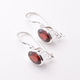E859 - 925 silver and garnet oval earrings