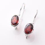 E859 - 925 silver and garnet oval earrings