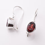 E859 - 925 silver and garnet oval earrings