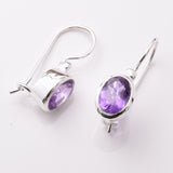 E860 - 925 silver and amethyst oval earrings