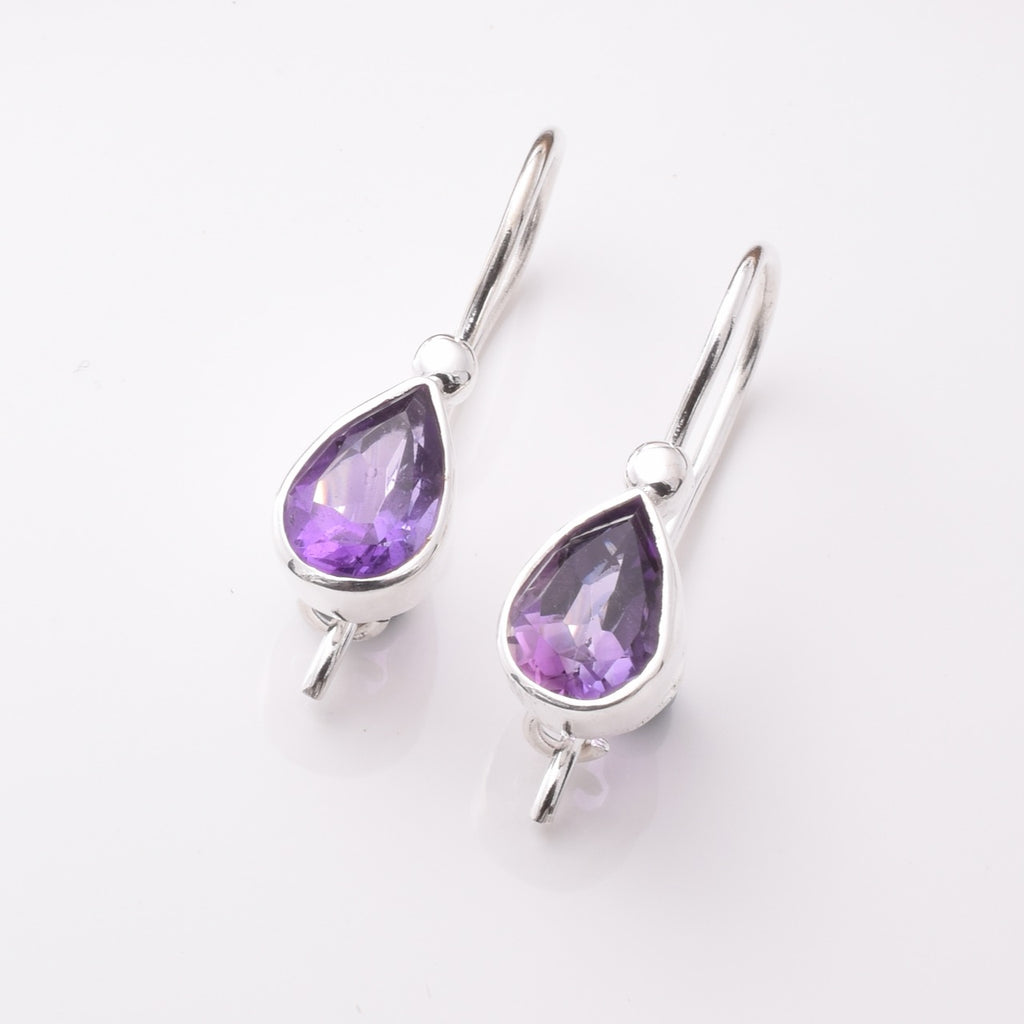E861 - 925 silver and amethyst teardrop earrings
