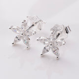 S881 - 925 silver CZ flower stud earrings