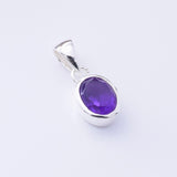 P1360 - 925 silver  oval AM facet pendant