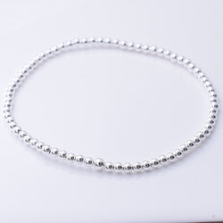 B066 - 925 silver elasticated 2.5mm bead bracelet 17cm