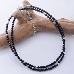 N012 - 925 silver and 2mm faceted spinel bead necklace