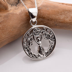 P1201 - 925 silver mother earth forest pendant