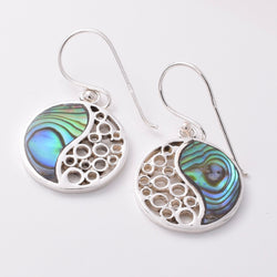 E788 - 925 silver abalone ying yang earrings