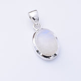 P1357 - 925 silver  oval rainbow moonstone pendant