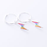 E926 - 925 silver rainbow lightning hoop earrings