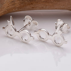 S856 - 925 silver spectacle stud earrings