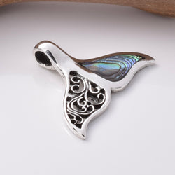 P981 - 925 silver and abalone whaletail pendant