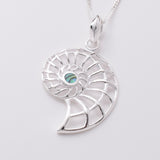 P1156 - 925 silver abalone ammonite wire pendant