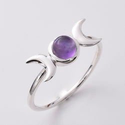 R271 925 silver triple moon amethyst ring