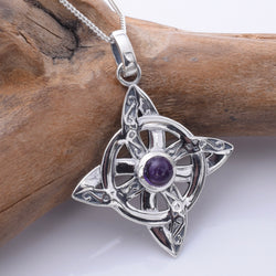 P1346 - 925 silver  witches knot amethyst pendant