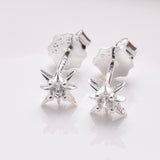 S879 - 925 silver CZ north star stud earrings