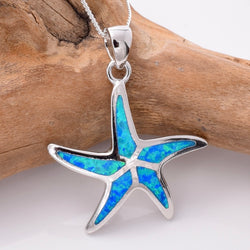P988 - 925 silver lab opal starfish pendant