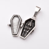 P1210 - 925 silver pentagram coffin locket pendant