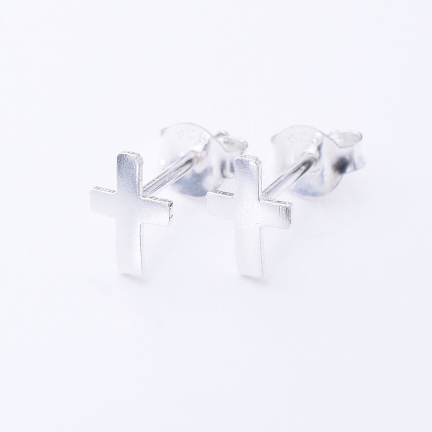 S1046 - 925 silver tiny cross stud earrings