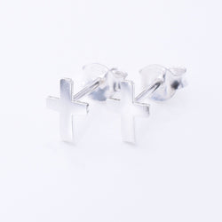 S1046 - 925 silver tiny cross stud earrings