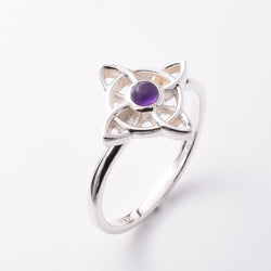 R270 925 silver amethyst knot ring