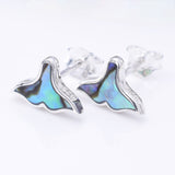 S1042 - 925 silver & abalone whale tail stud earrings