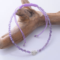 B088 - 925 silver amethyst 2mm faceted bracelet
