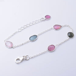 B075 - 925 silver and turmaline link bracelet